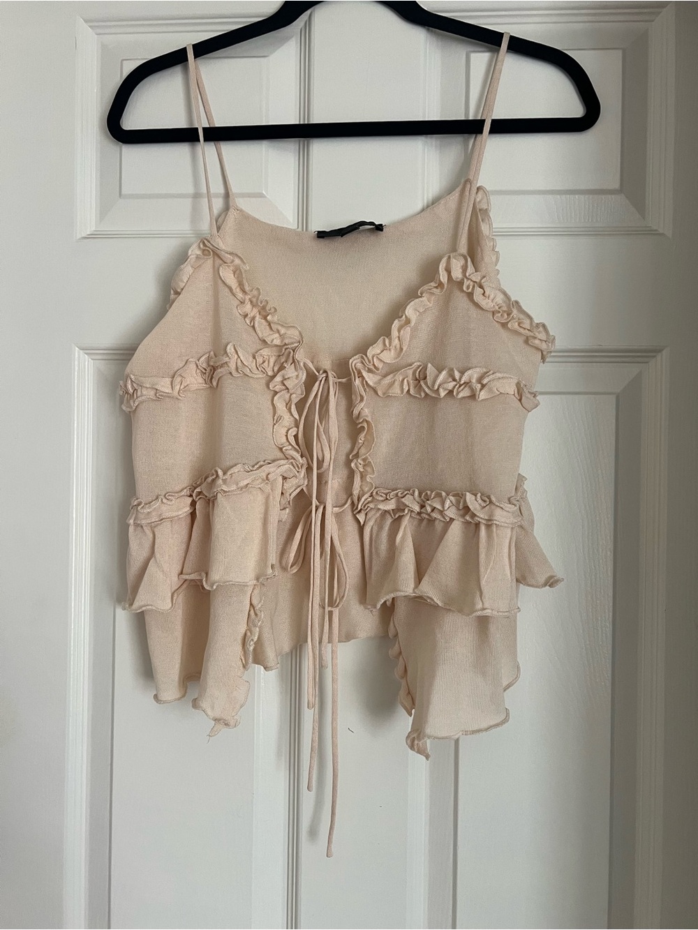 Zara Ruffled Tie-Front Camisole Tank Top - Cream Sz M